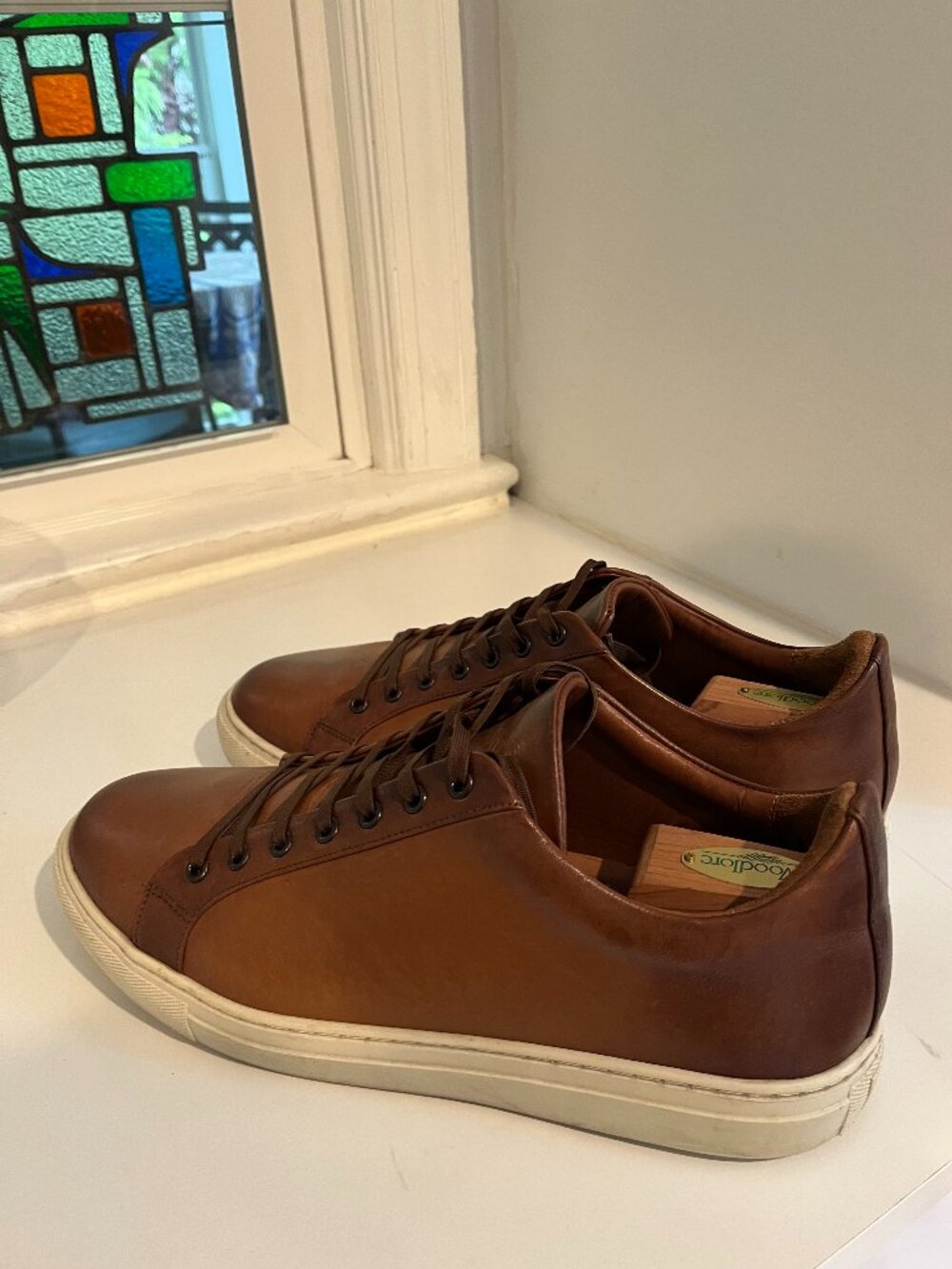 Wide leather sneakers, EUC/rarely worn, 12.5 EEE